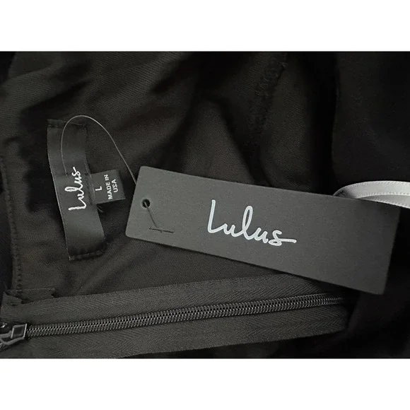 NEW Lulus Black Bodycon Midi Dress Sexy LBD L Large Ruched Side Women's Cocktail - Picture 10 of 12